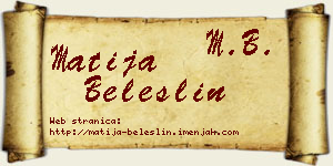 Matija Beleslin vizit kartica